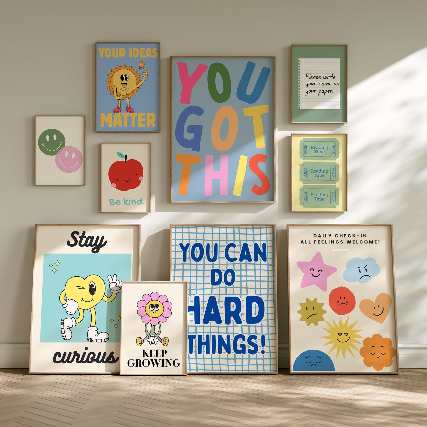 Colorful Positivity Classroom Art Set Of 10 - Digital Print