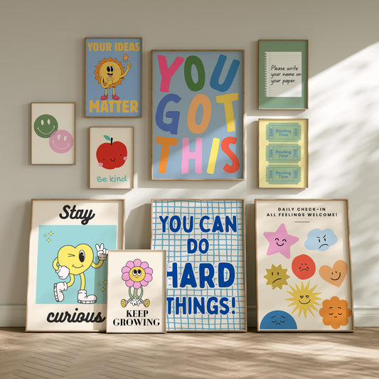 Colorful Positivity Classroom Art Set Of 10 - Digital Print