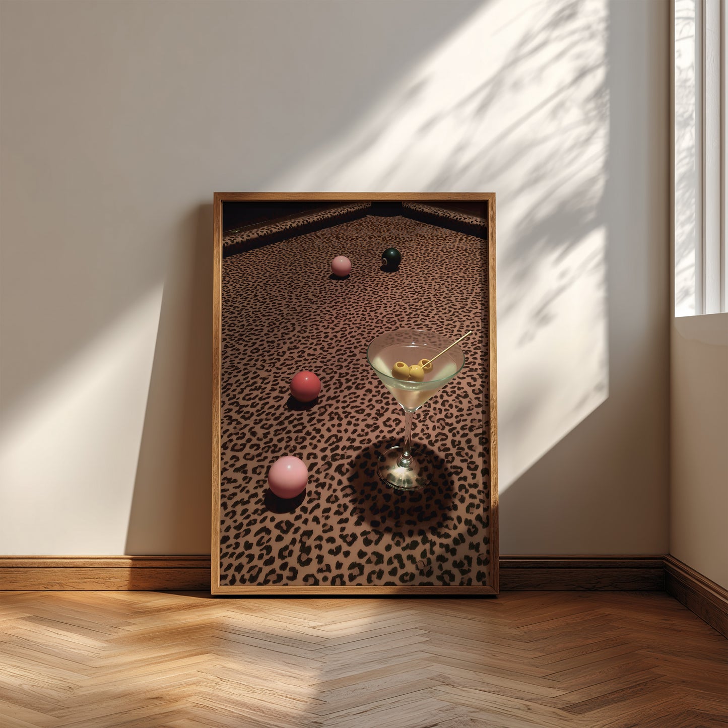 Retro Martini On Leopard Print Pool Table - Digital Print