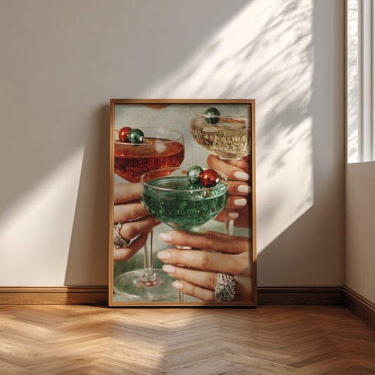 Retro Holly Jolly Christmas Cocktails - Digital Print