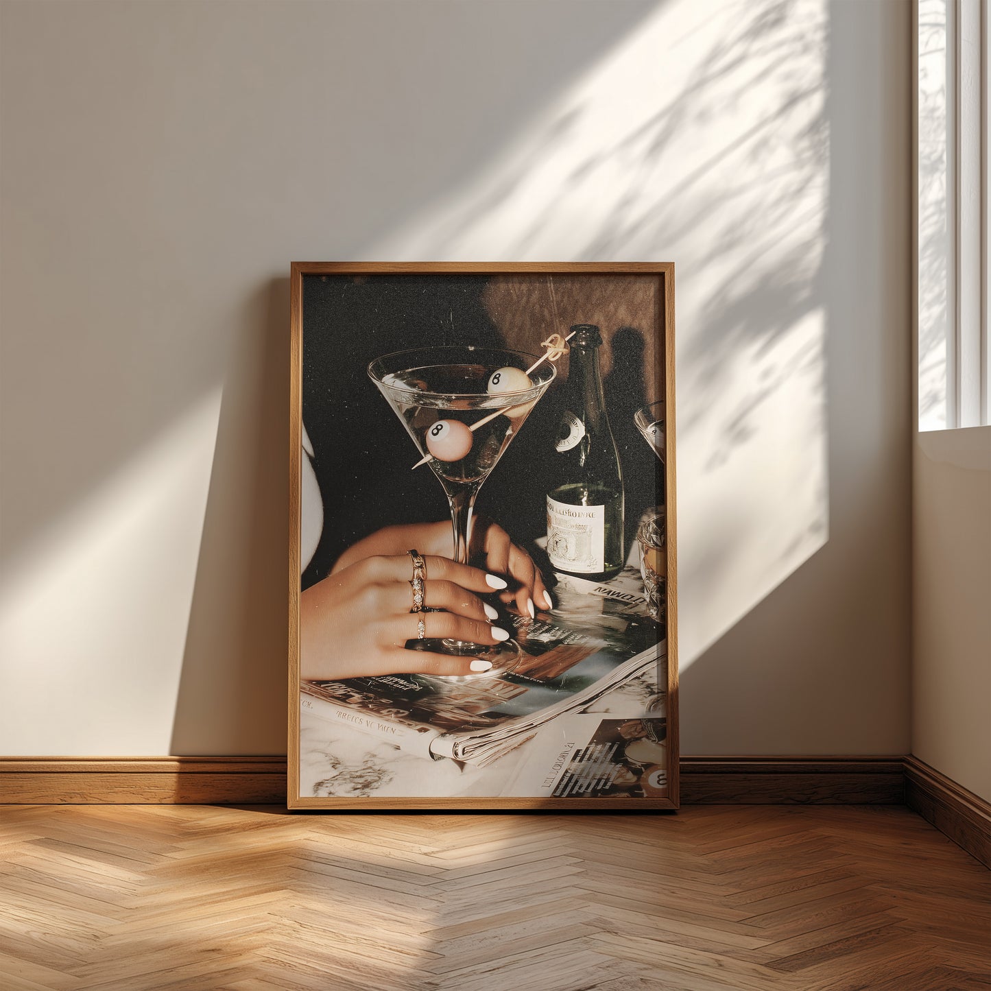 Retro Double 8-Ball Martini Cocktail Print - Digital Print