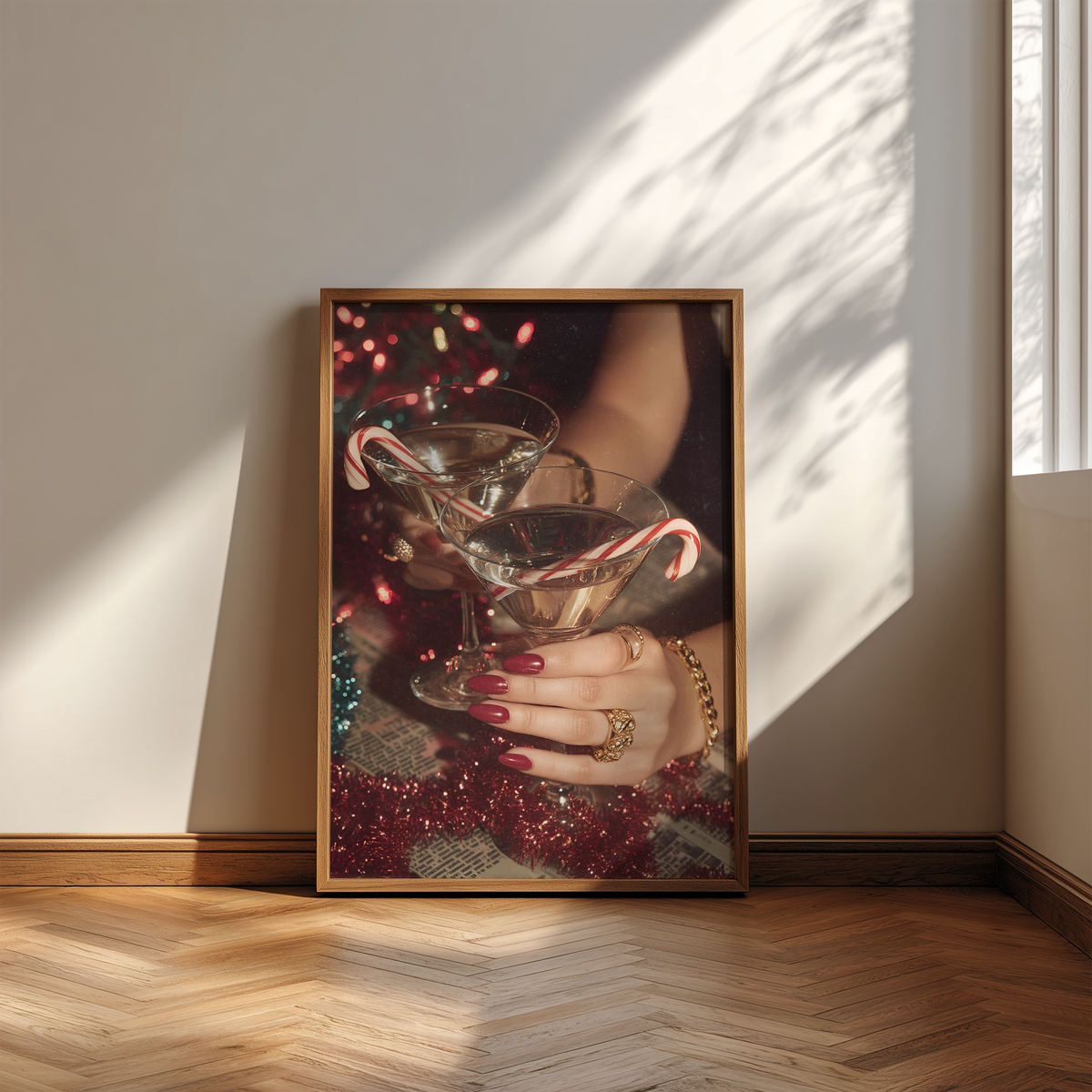 Candy Cane Martini Print | Vintage Christmas
