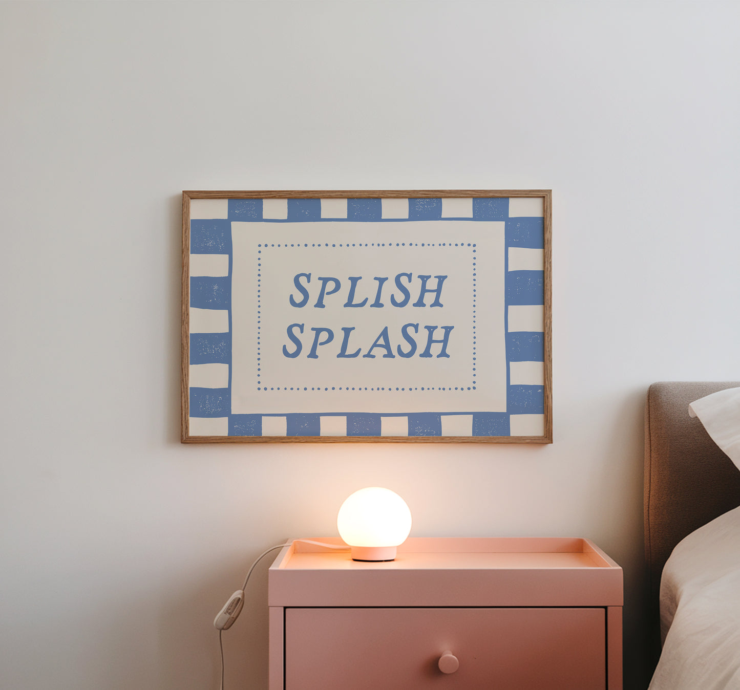 Splish Splash Blue Checkered Bathroom Print - Digital Print