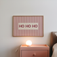 Ho Ho Ho Print | Red Pinstripe Christmas Wall Art