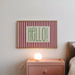 Hello retro stripe print in a horizontal frame mockup