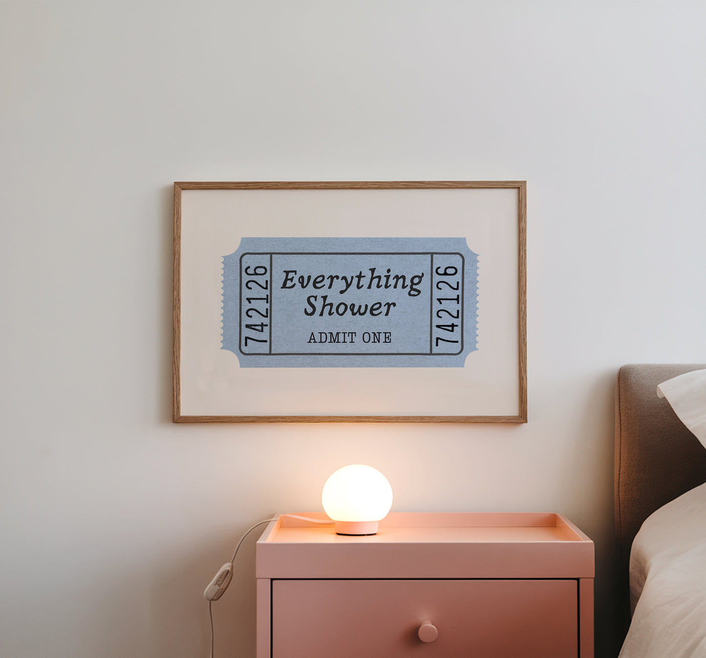 Everything Shower Retro Ticket Bathroom Sign - Digital Print ( Horizontal )