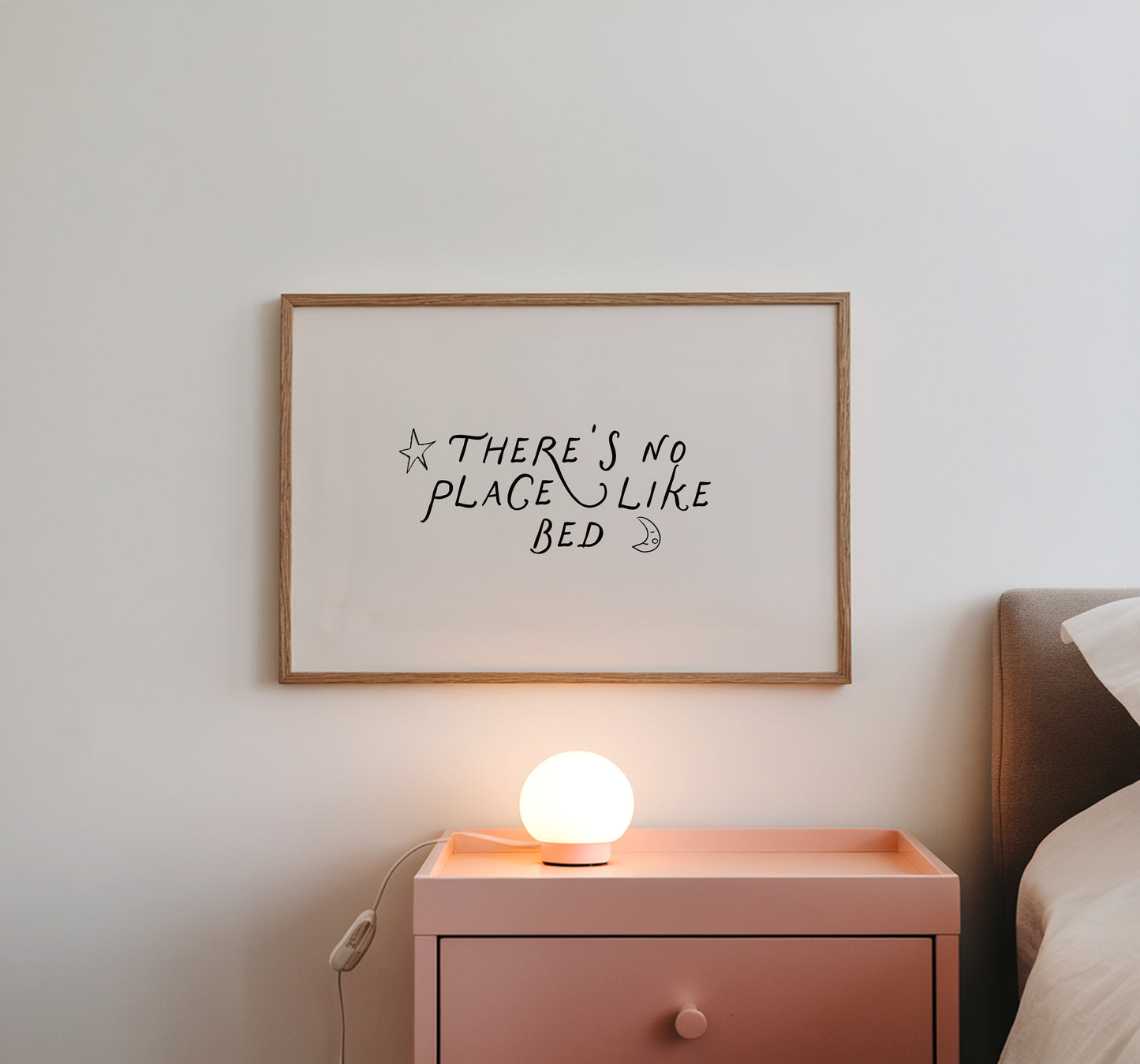 There's No Place Like Bed Hand-drawn Art - Digital Print
