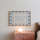 Blue checkered Actually It Is All Fun & Games horizontal print in wood frame — bold bedroom wall decor instant download