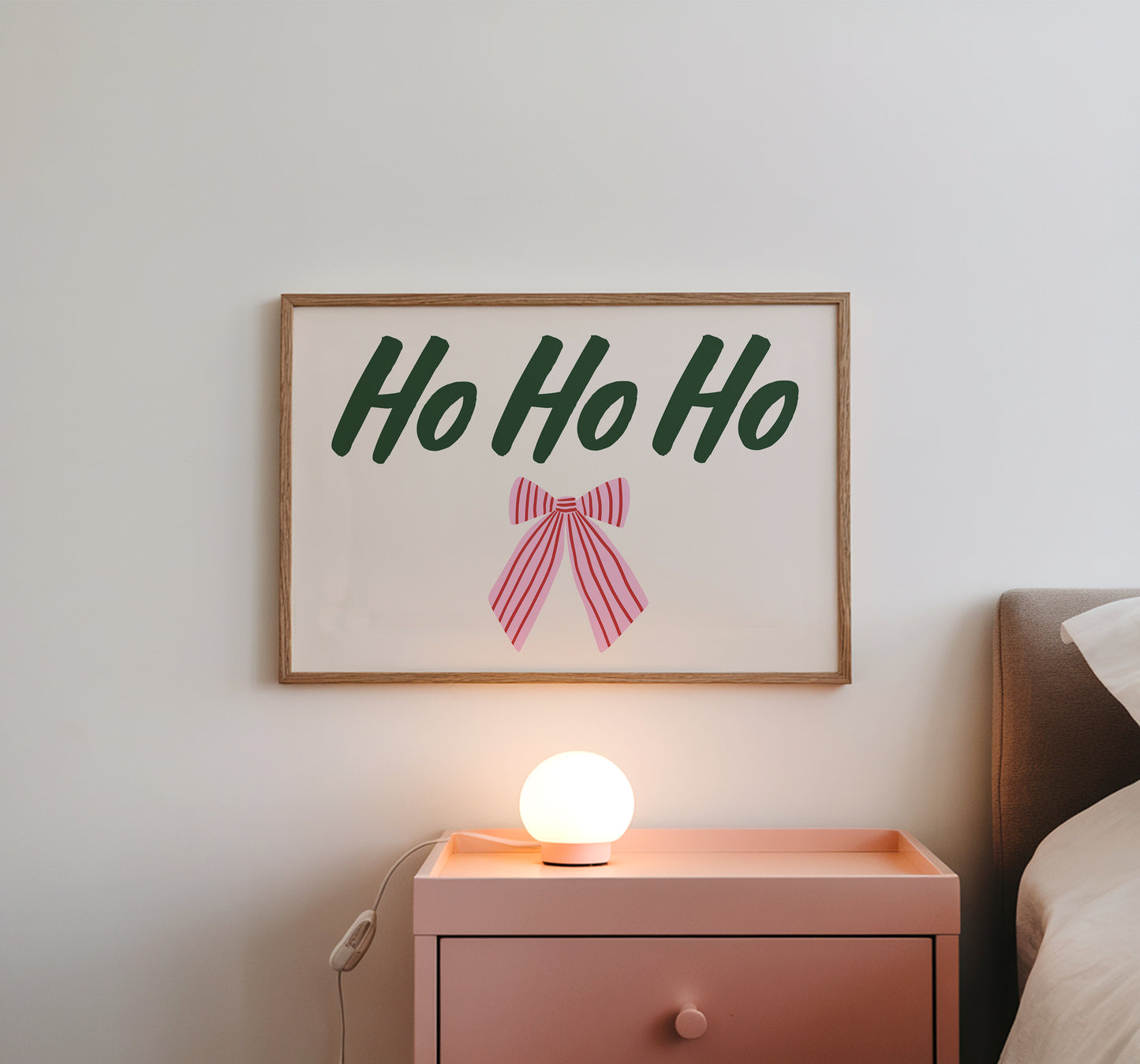 Ho Ho Ho Christmas Bow Art - Digital Print