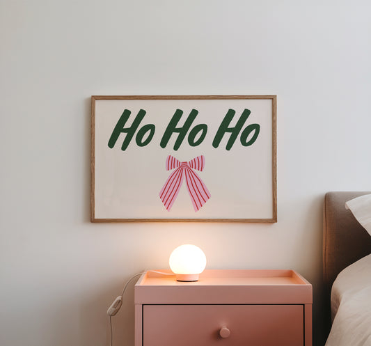 Ho Ho Ho Christmas Bow Art - Digital Print