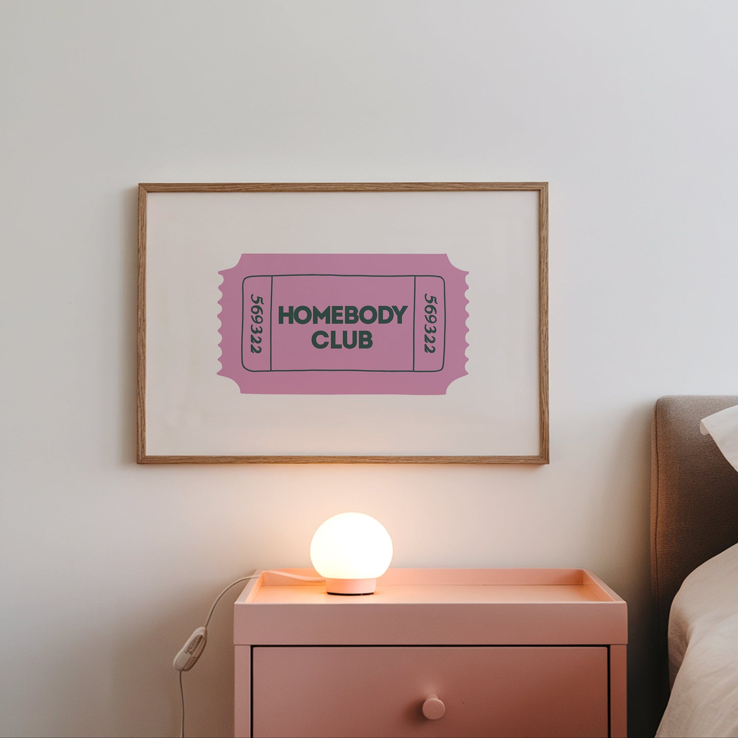 The Homebody Club Retro Ticket Sign - Digital Print ( Horizontal )
