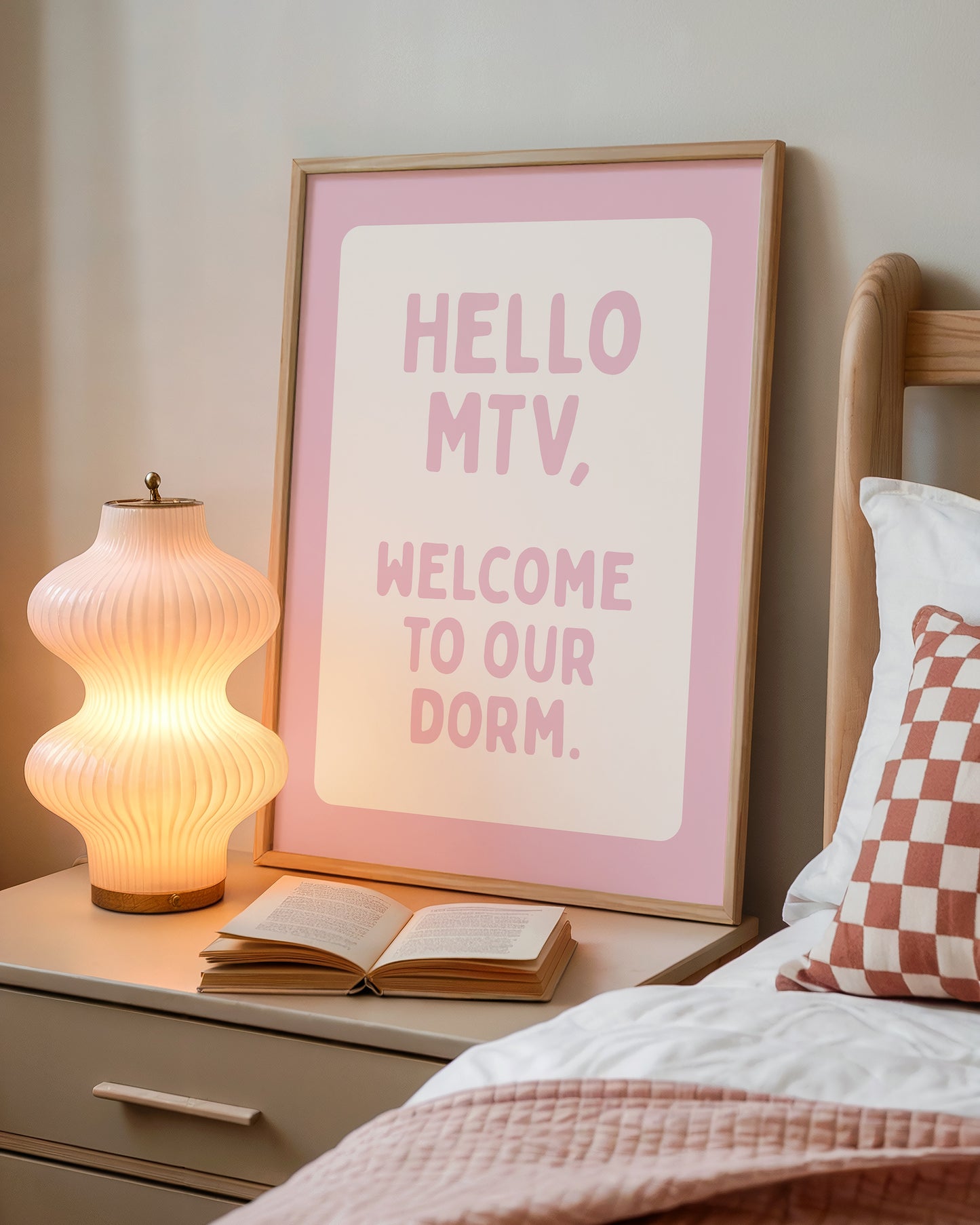Pink Hello MTV, Welcome To Our Dorm - Digital Print