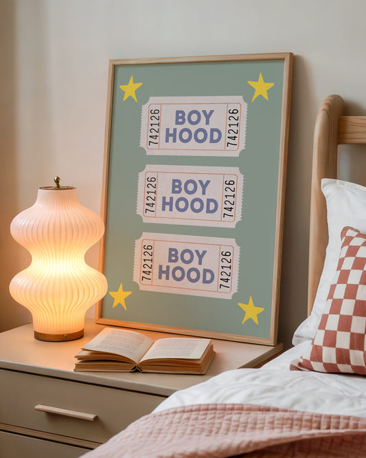 Blue BoyHood Ticket Print - Digital Print