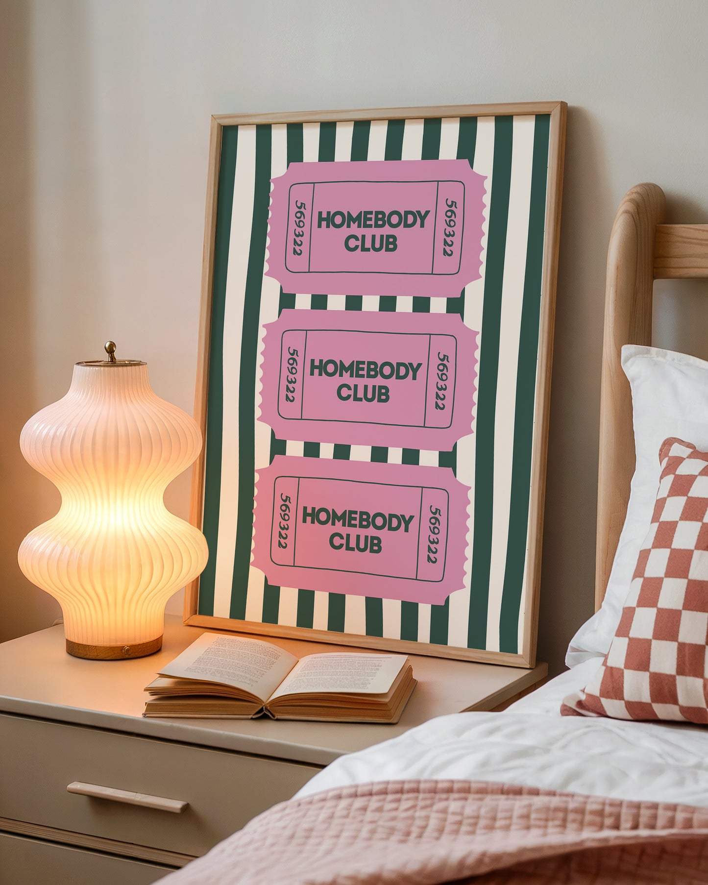 The Homebody Club Pink & Green Striped Art - Digital Print