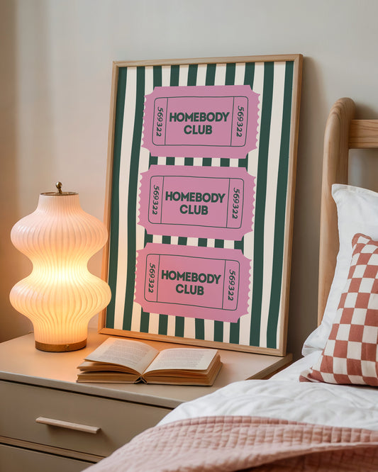 The Homebody Club Pink & Green Striped Art - Digital Print