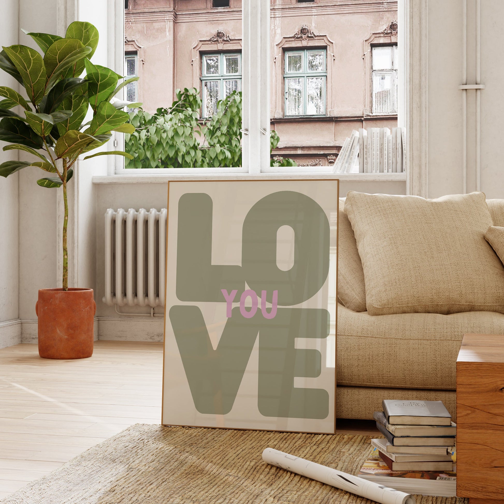 Sage & Pink Love You Art Print