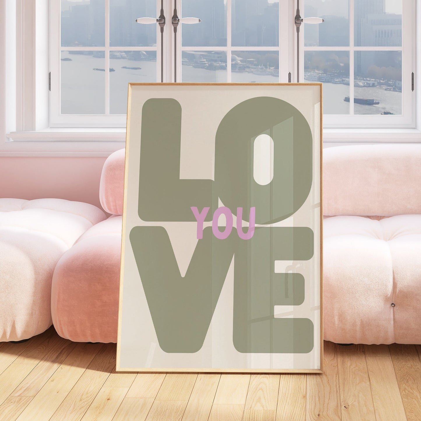 Sage & Pink Love You Print