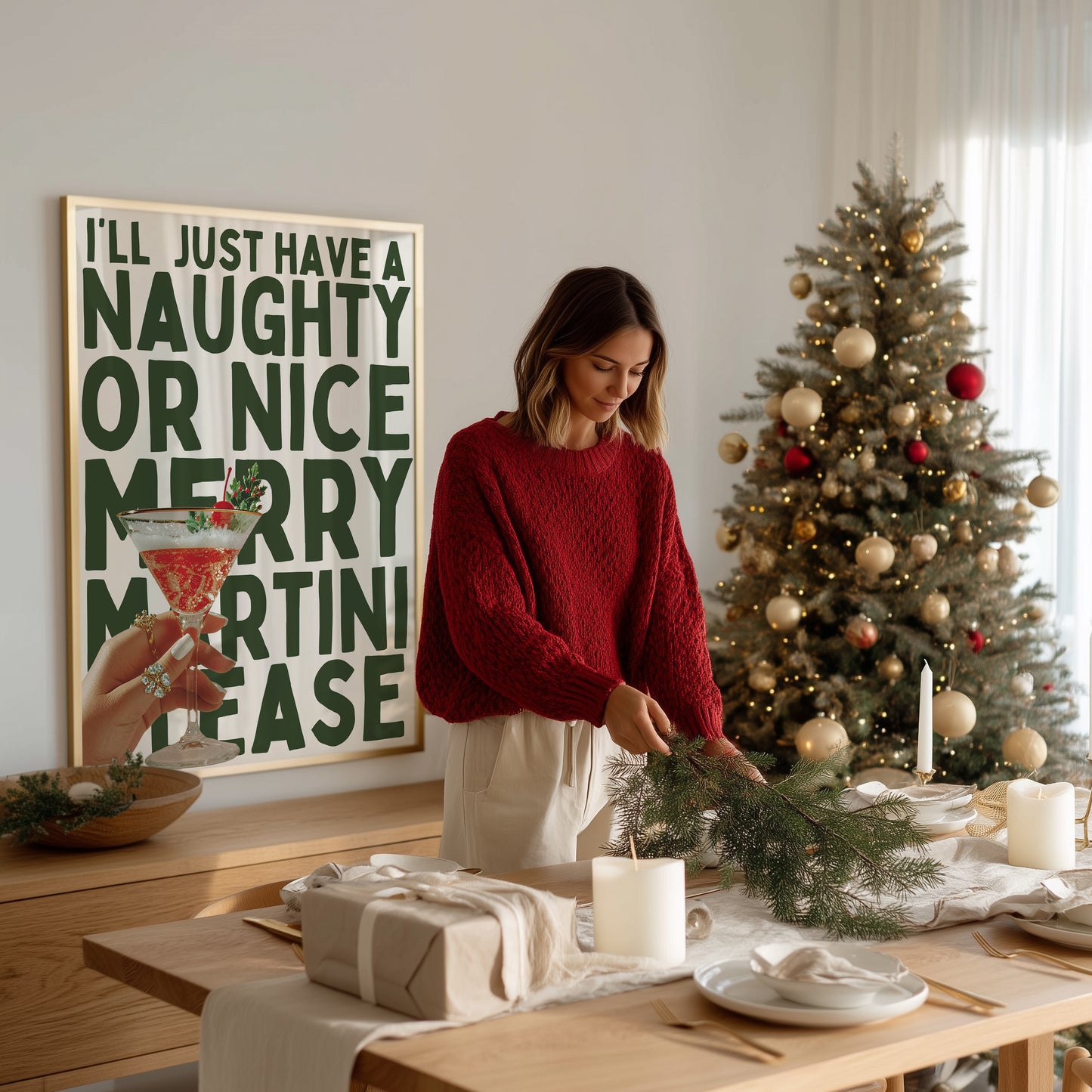 Naughty Or Night Merry Martini Print - Digital Print