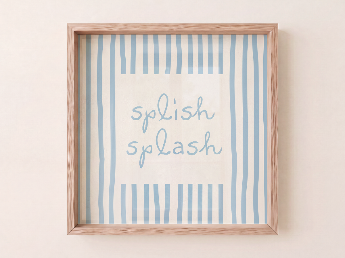 Splish Splash | Blue Striped Bathroom Print