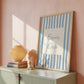 Bom Dia Blue Striped Art - Digital Print