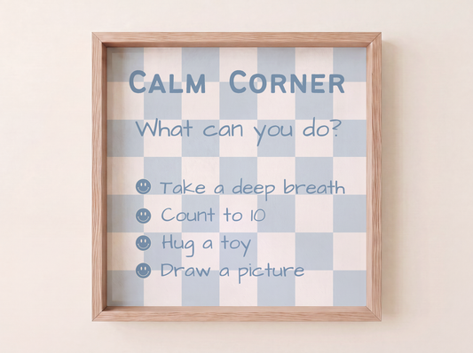 Calm Corner Print | Blue Checkered