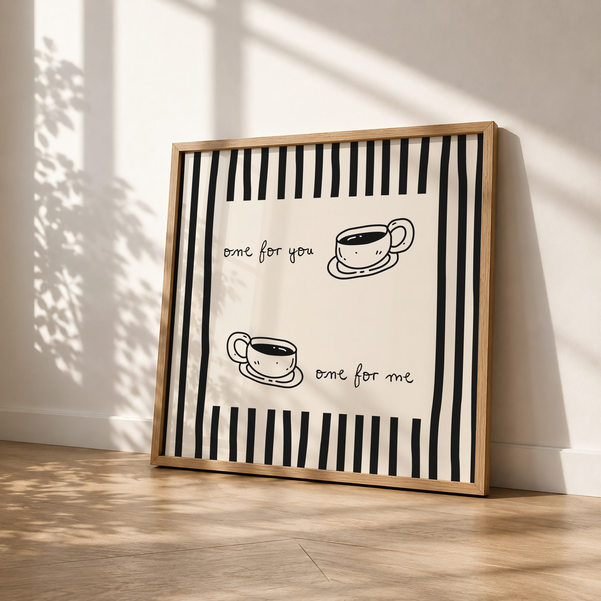One For You, One For Me | Black Coffee Cups Print