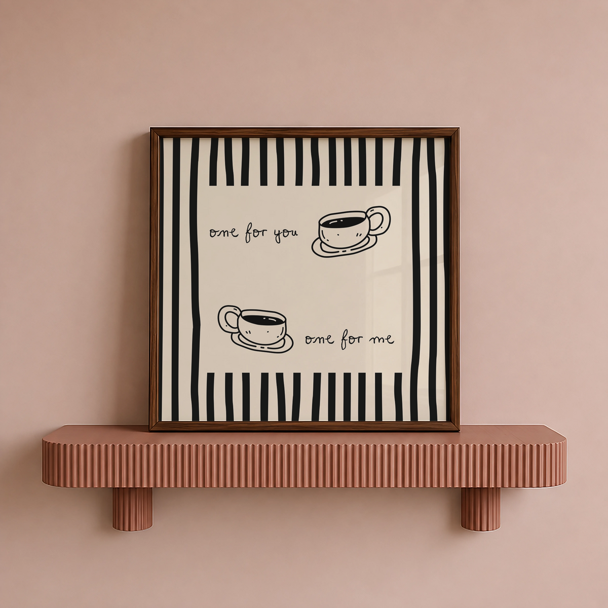One For You, One For Me | Black Coffee Cups Print