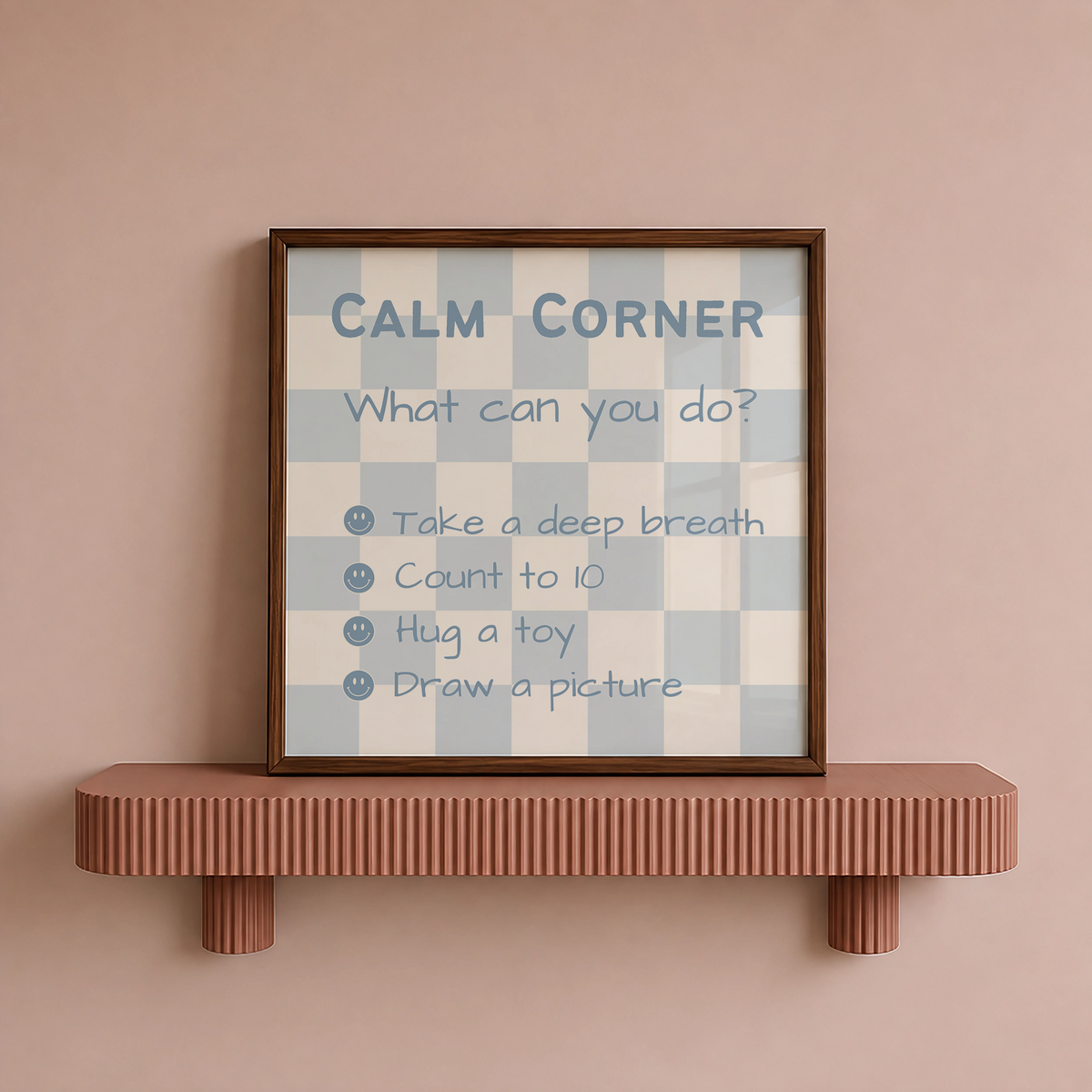 Calm Corner Print | Blue Checkered