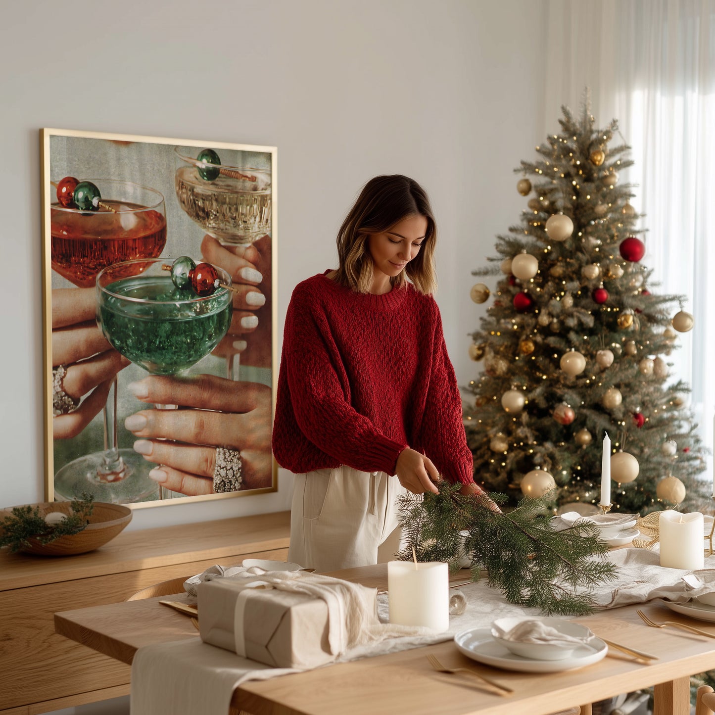 Retro Holly Jolly Christmas Cocktails - Digital Print