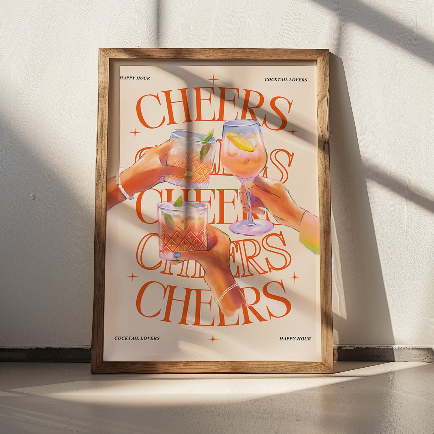 Cheers Cocktail Aesthetic Wall Art / Typography Print / Digital Download/ Cocktail Art / Bar Art/ Kitchen Wall Art