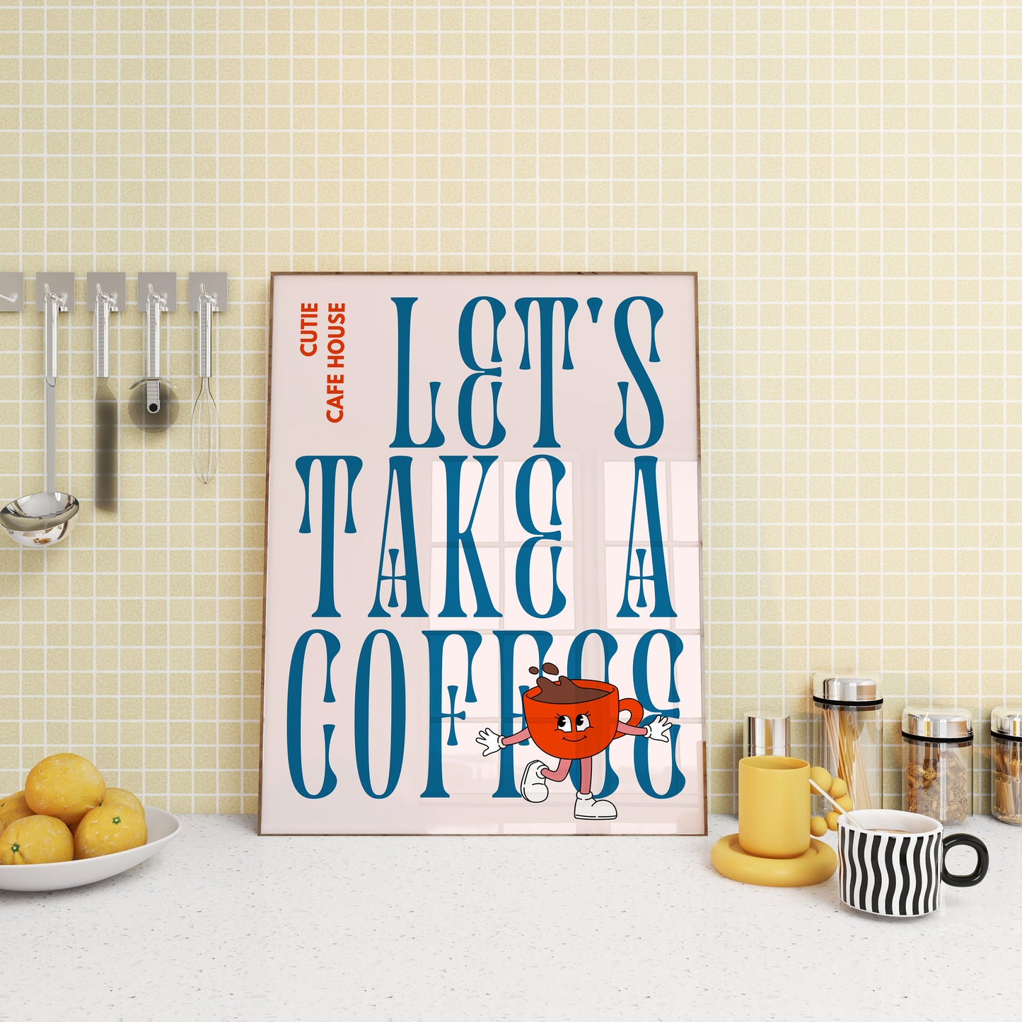 Let's Take A Coffee / Typography Print / Digital Download/ Coffee Art / Cafe Art/ Kitchen Wall Art