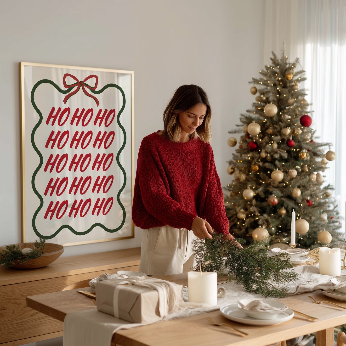 Cute Ho Ho Ho Christmas Art - Digital Print