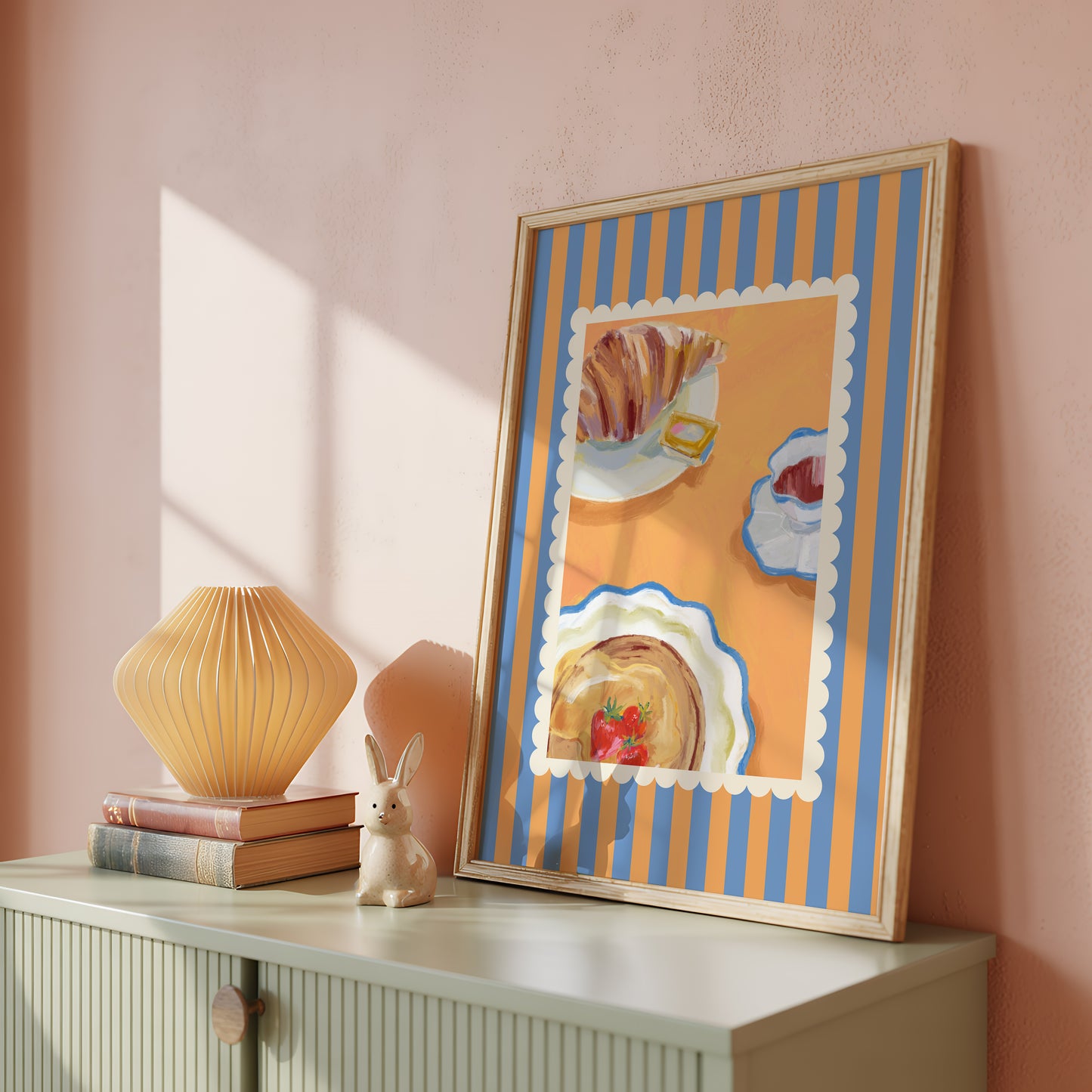 Striped Breakfast Art Print -  Digital Print