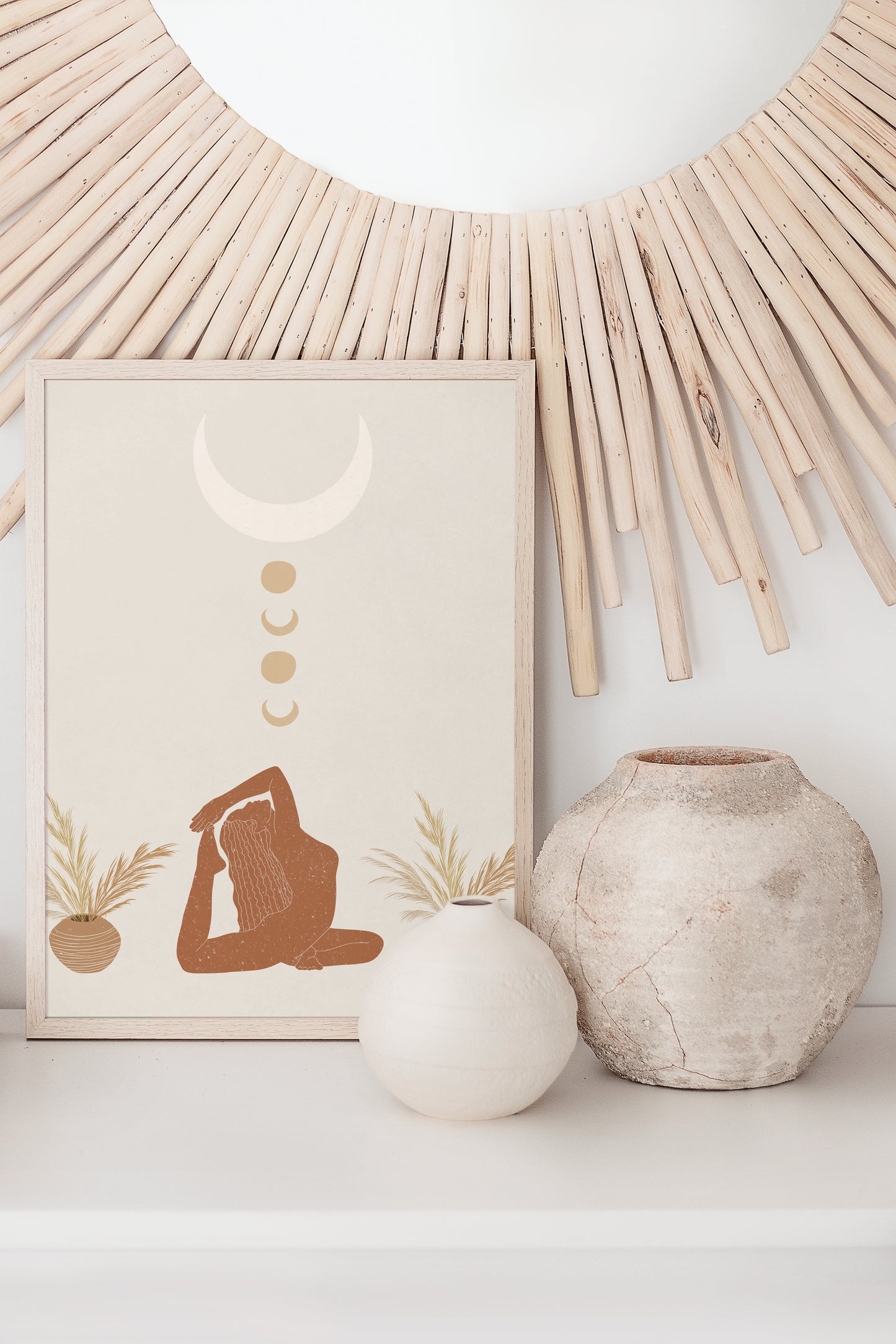 Boho Moon Yoga Celestial Art Print