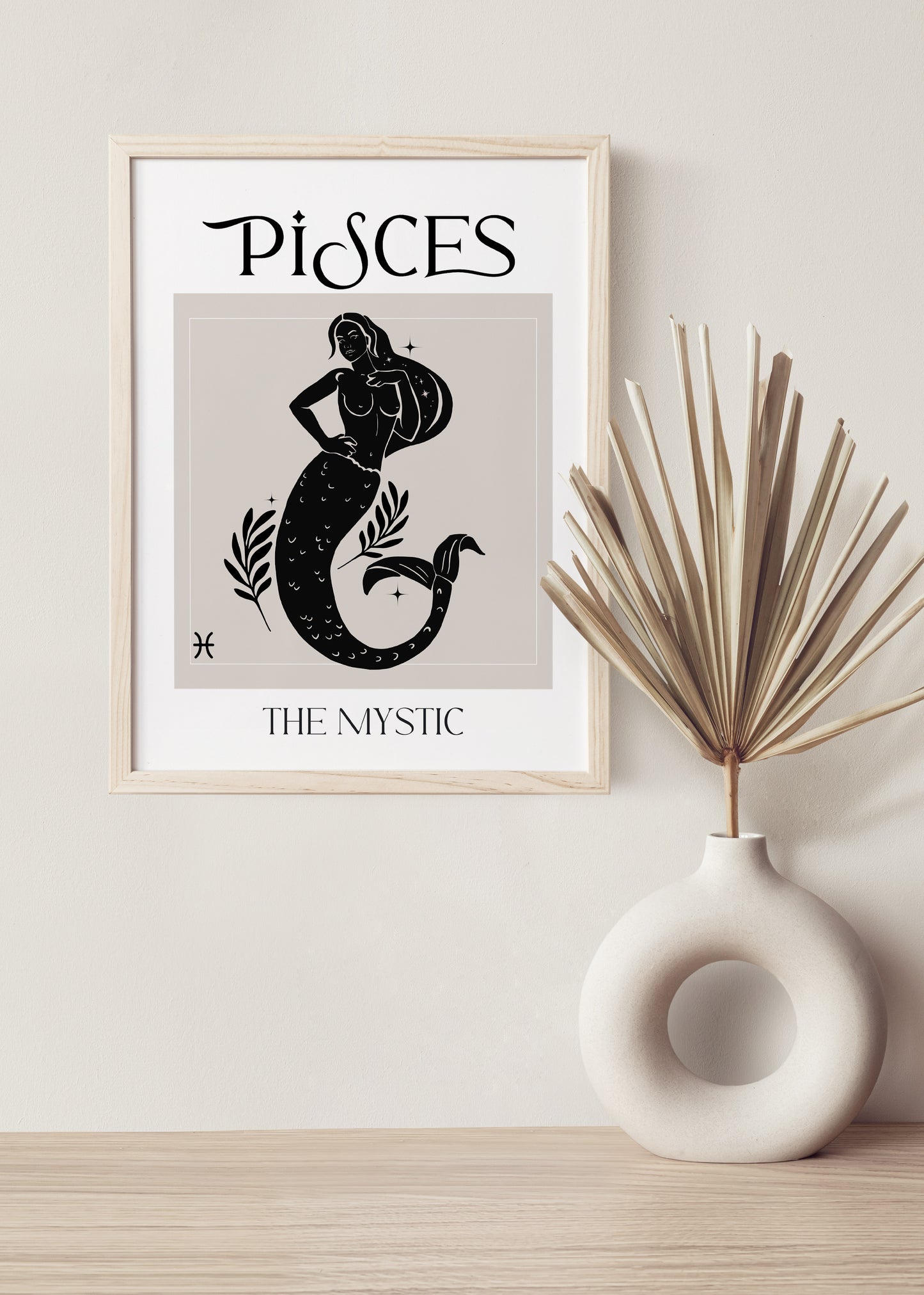 Zodiac Pisces Goddess Wall Art Print, Sun Sign Art