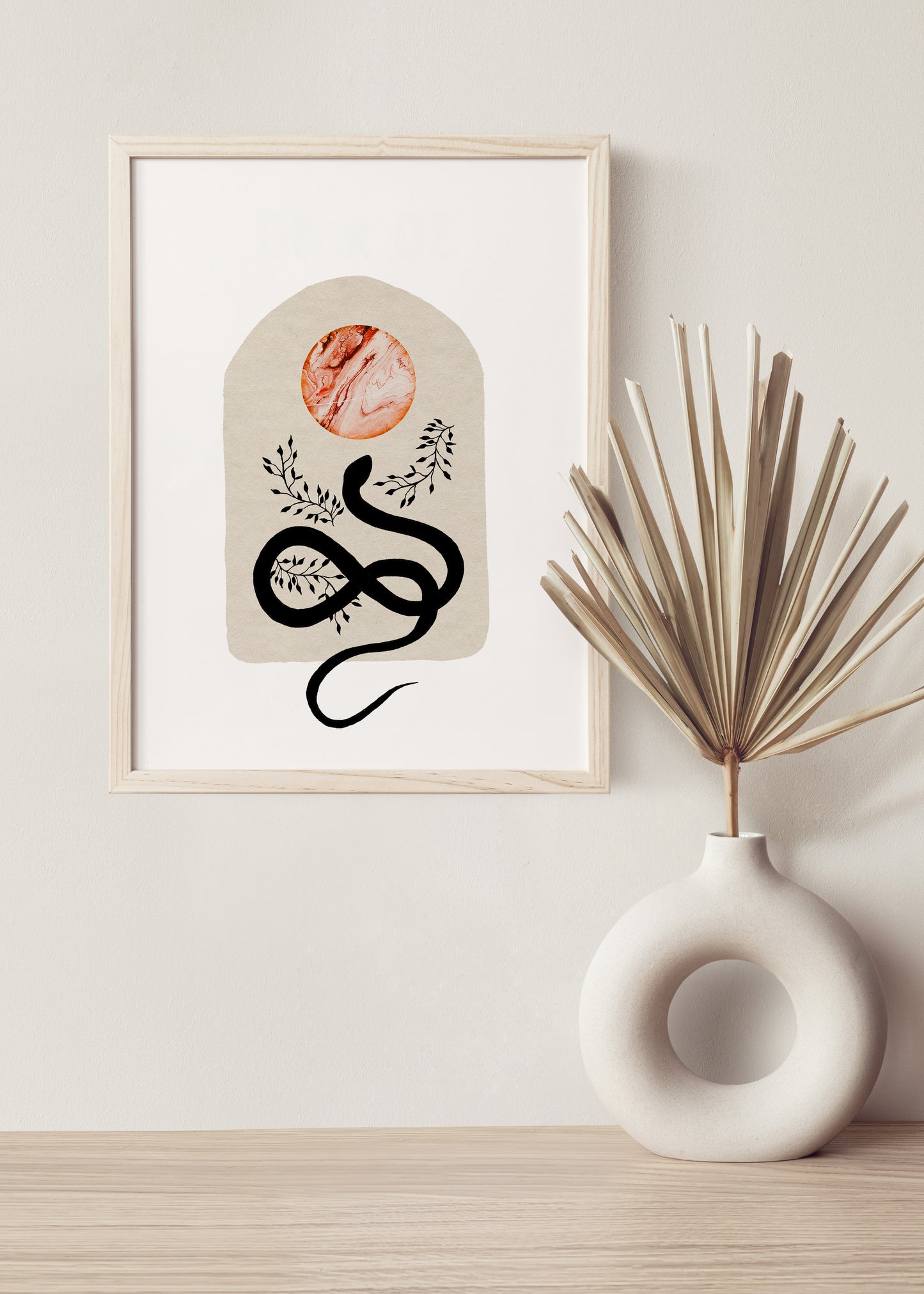Cosmic Snake Planet Art Print, Printable Wall Art, Celestial Snake Art