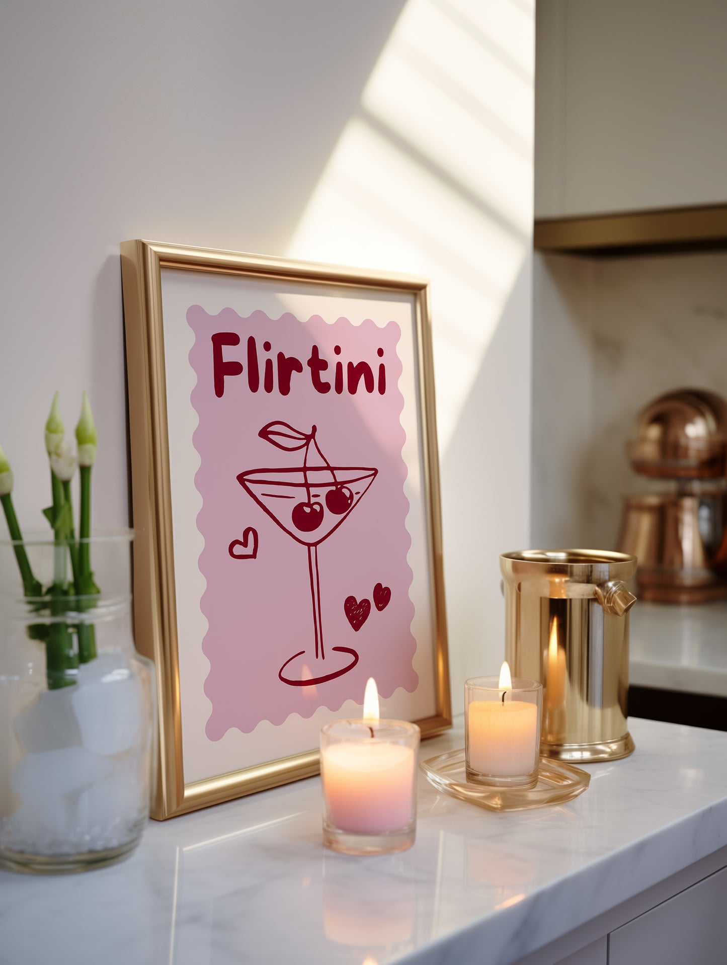 Pink Flirtini Cocktail Art Print - Digital Print
