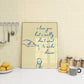Vertical cream wall print with navy blue cursive script reading i love you but i really don't want to make dinner with hand-drawn line art of a pouring wine bottle and a wine glass