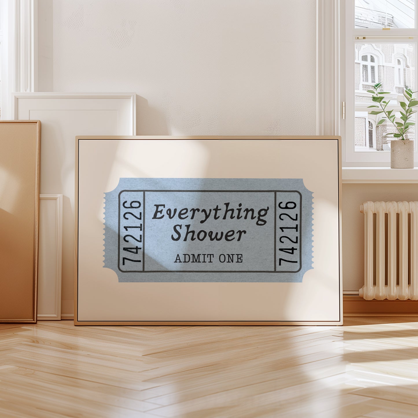Everything Shower Retro Ticket Bathroom Sign - Digital Print ( Horizontal )