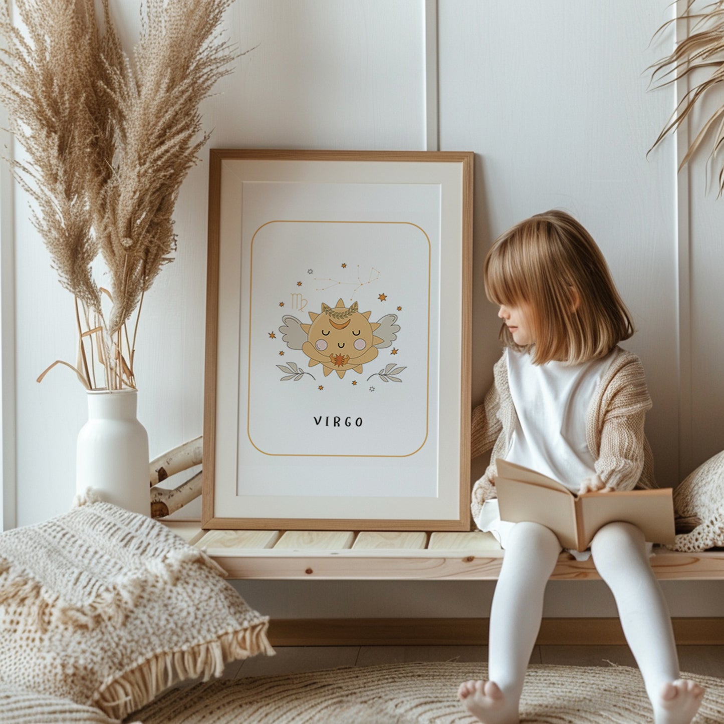 Baby Virgo Nursery Wall Art, Zodiac Nursery Print