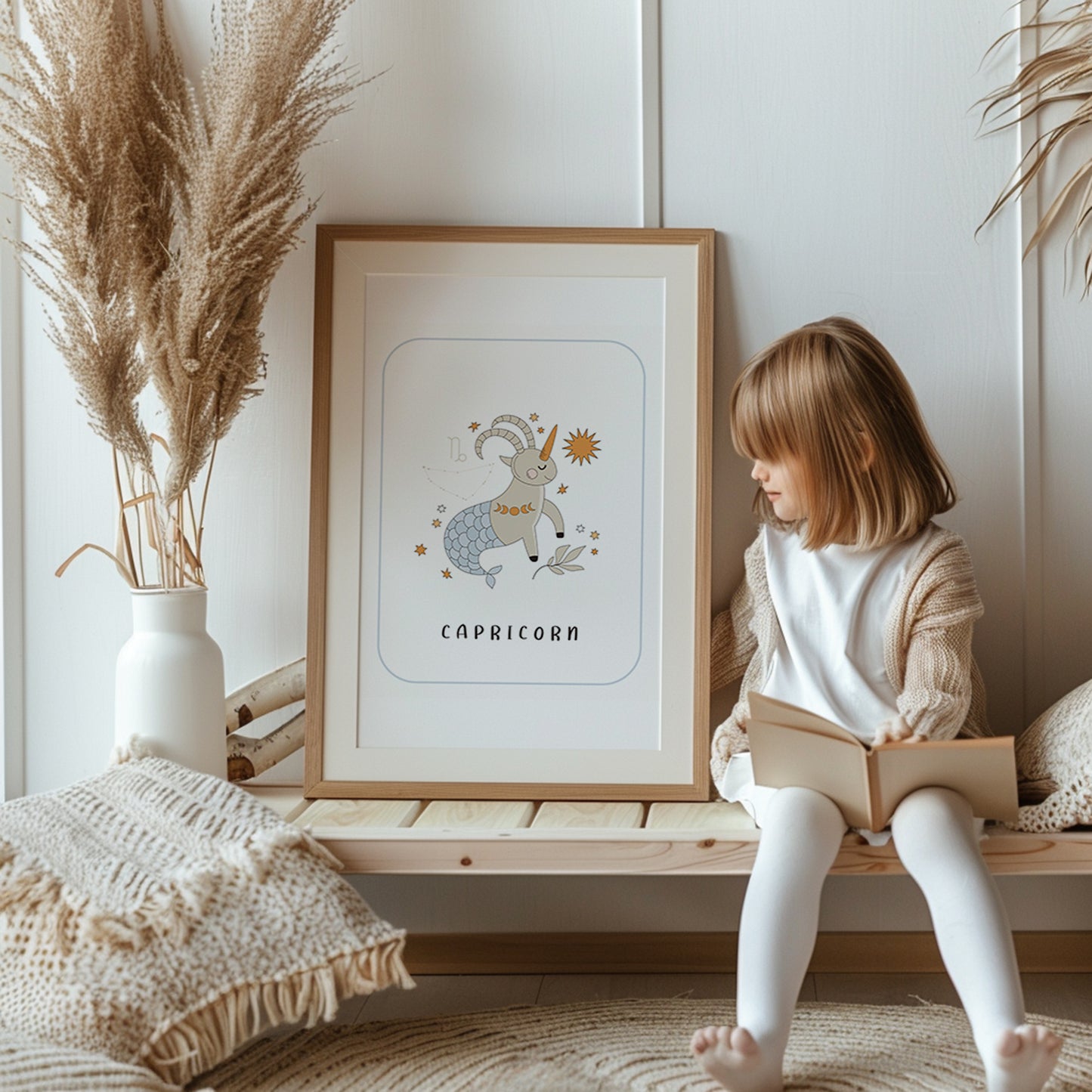 Baby Capricorn Nursery Wall Art, Zodiac Nursery Print