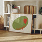Horizontal print of a large green olive illustration with a small red heart and the words "olive you" in red cursive script, on a cream background.