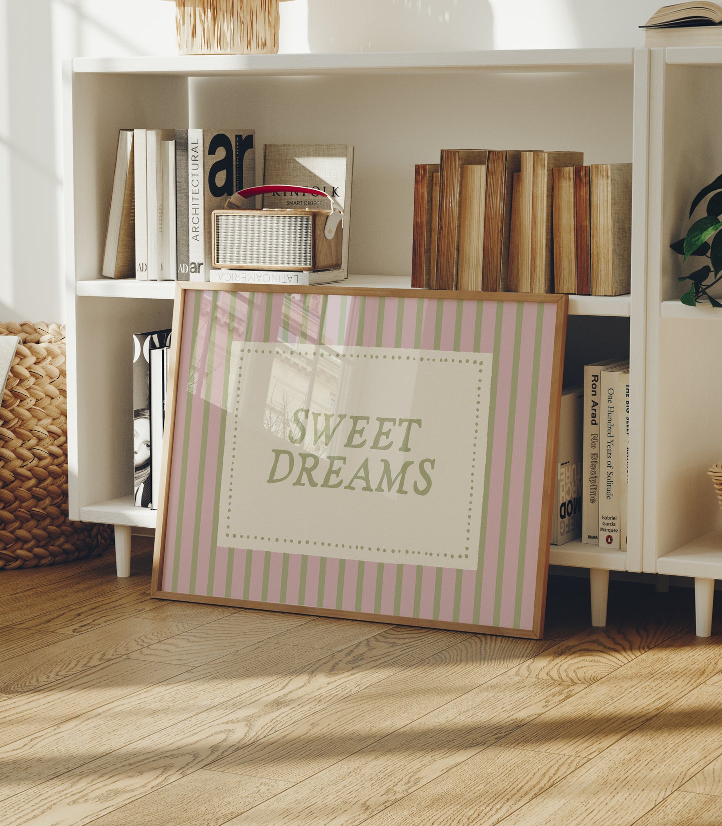 Pink Sweet Dreams Striped Art - Digital Print