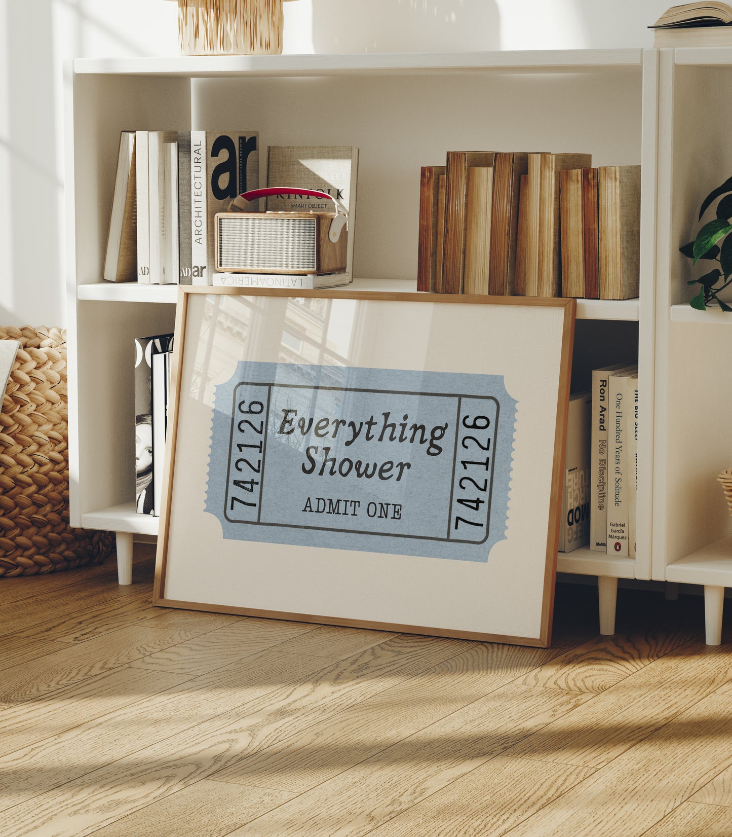 Everything Shower Retro Ticket Bathroom Sign - Digital Print ( Horizontal )