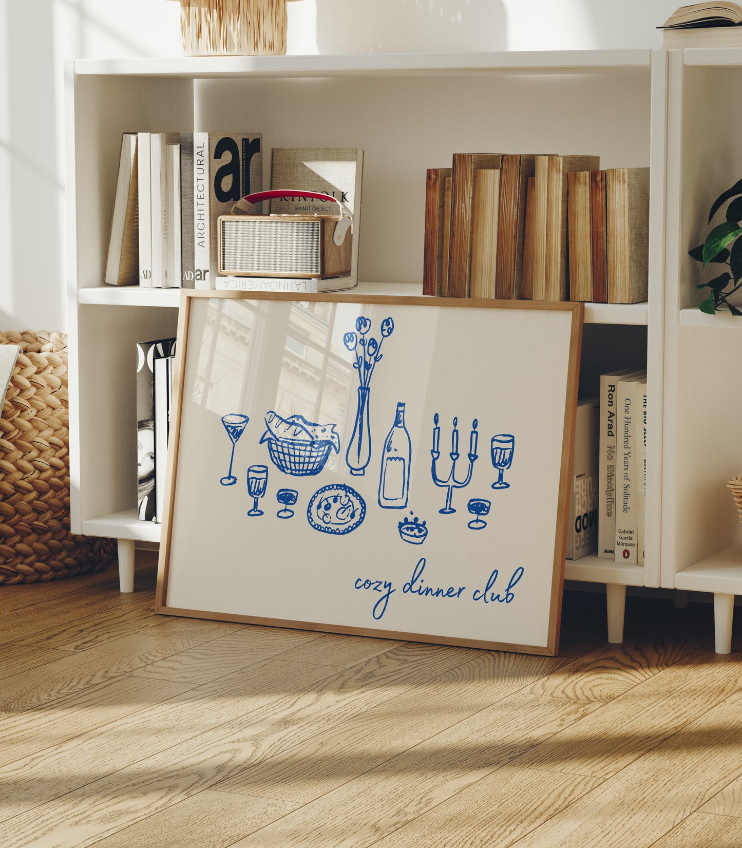 Blue Cozy Dinner Club Art - Digital Print