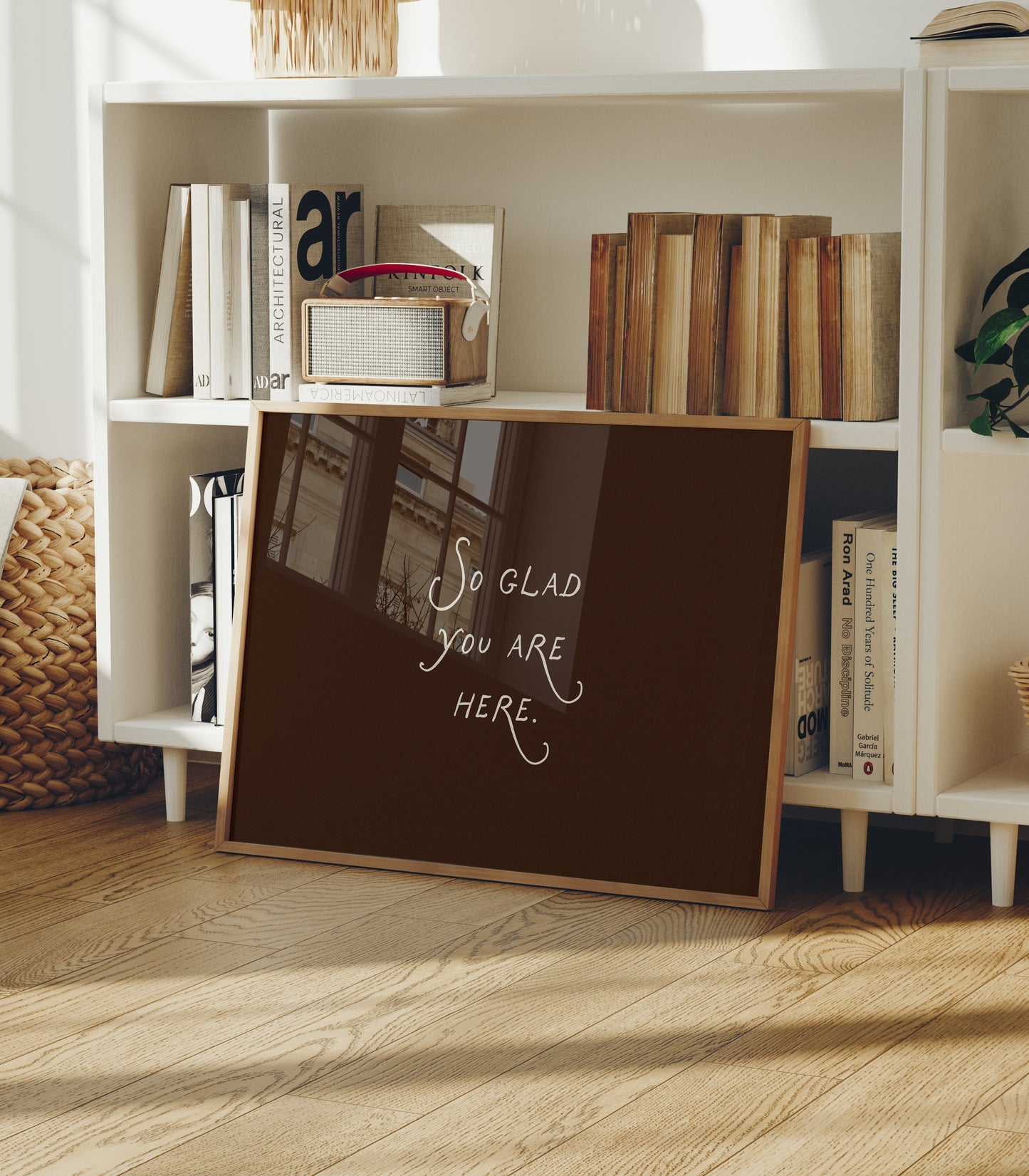 So Glad You Are Here Art Brown Minimalist Print - Digital Print