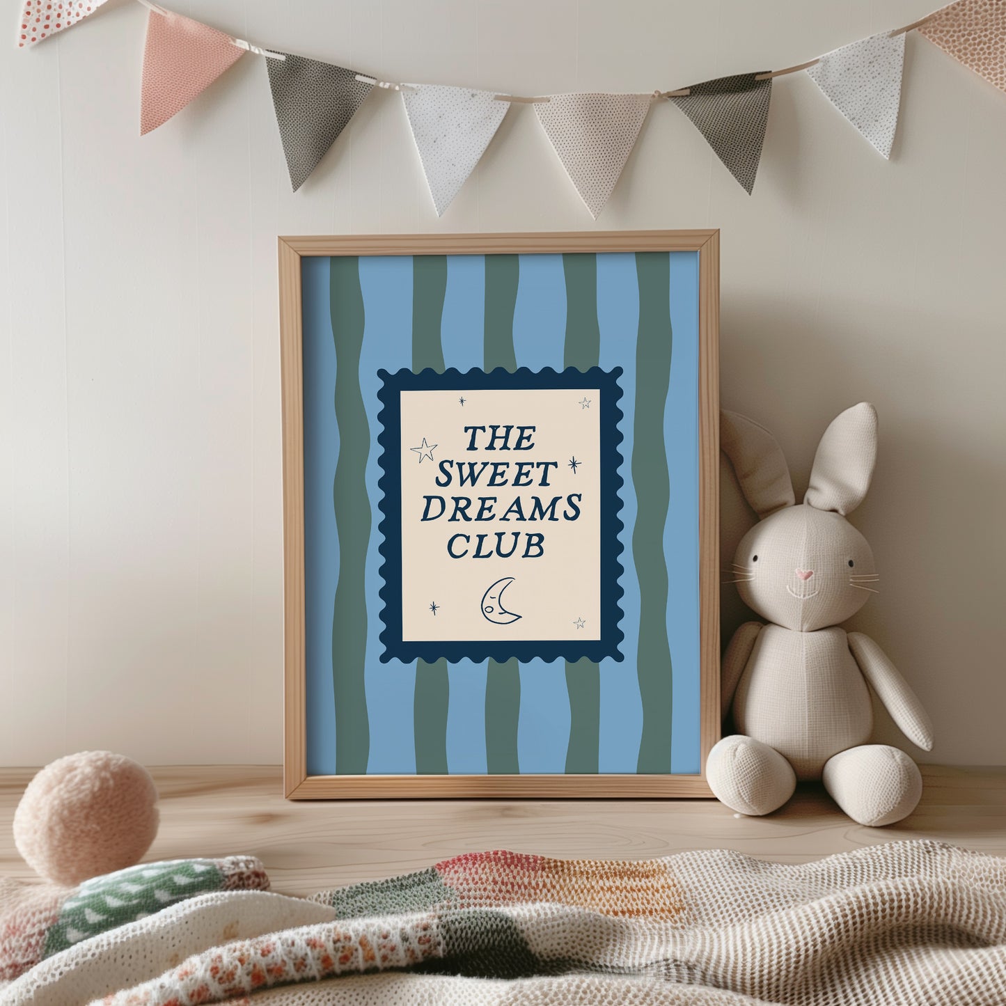 Blue & Green Sweet Dreams Club Art - Digital Print