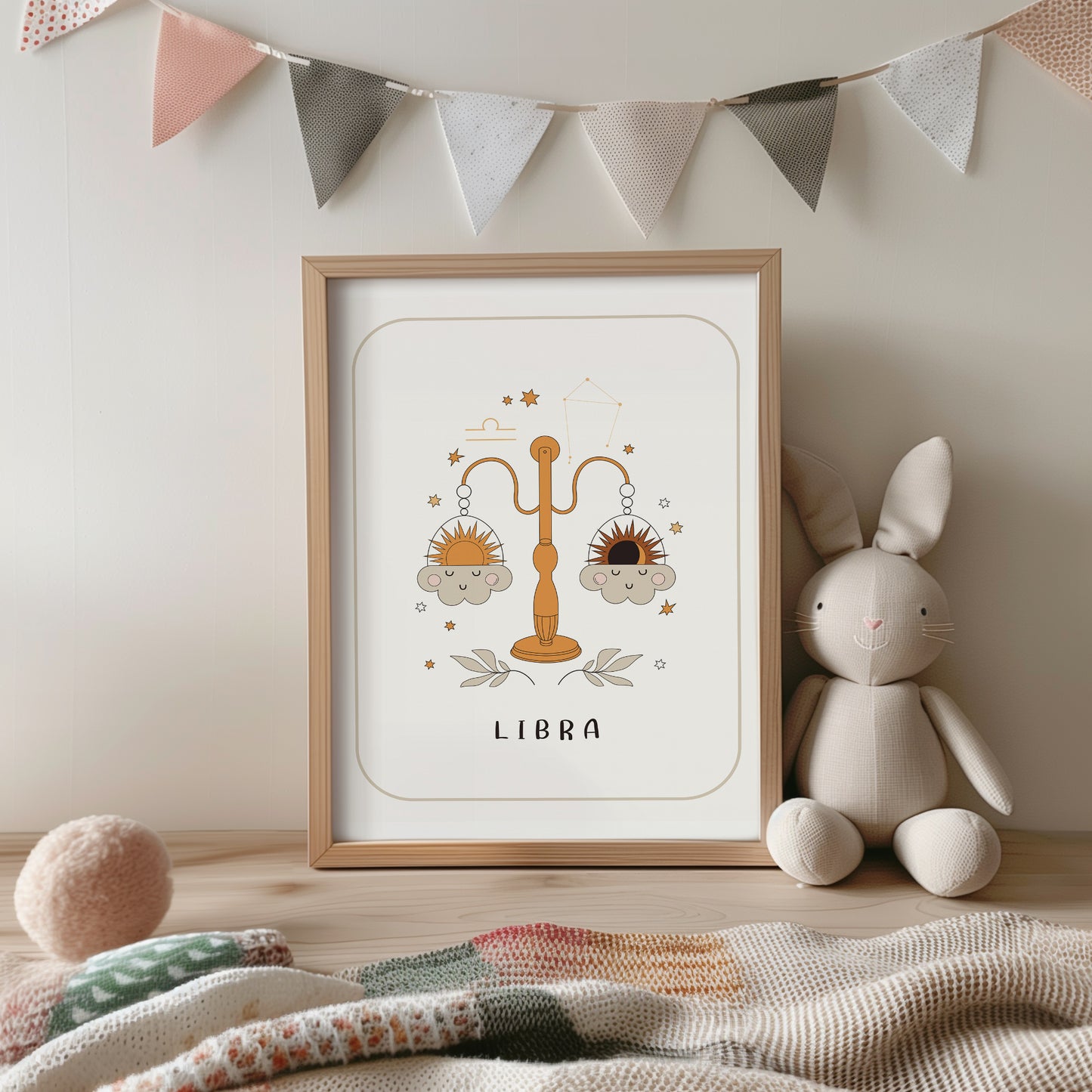 Baby Libra Nursery Wall Art, Zodiac Nursery Print