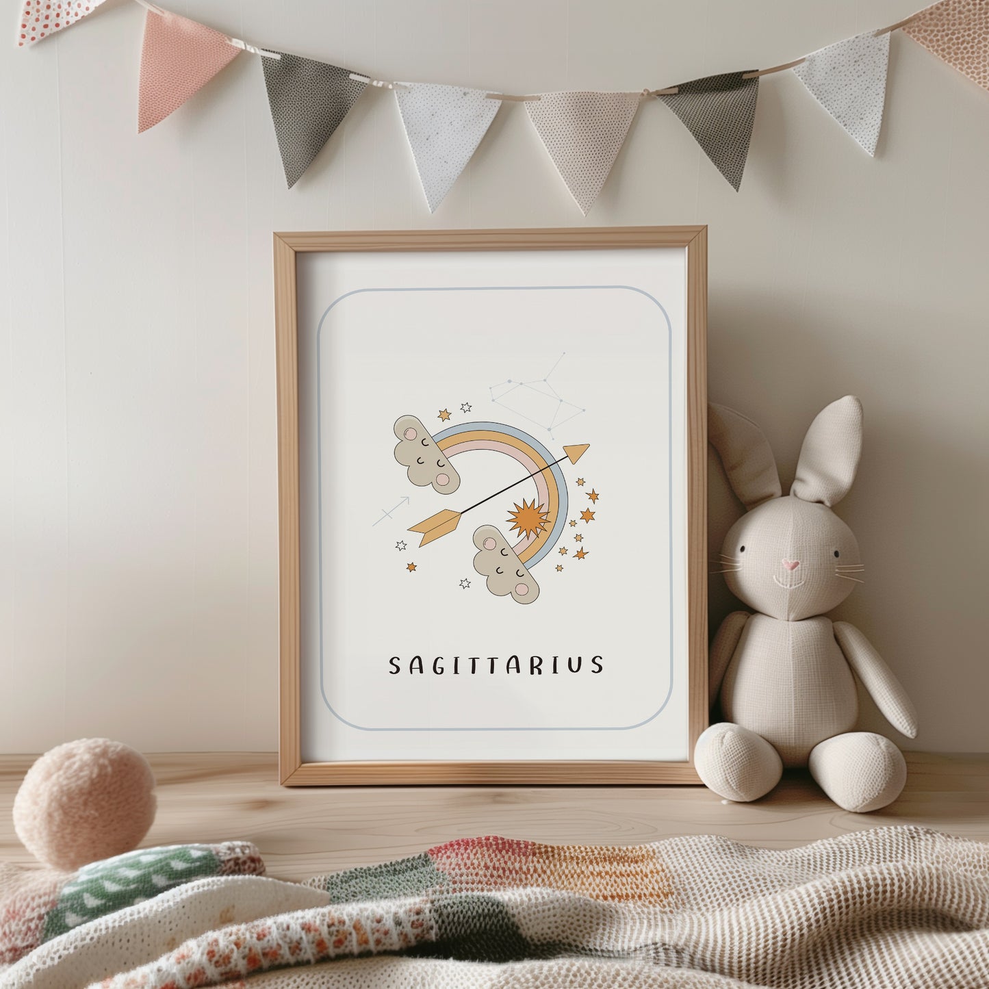 Baby Sagittarius Nursery Wall Art, Zodiac Nursery Print