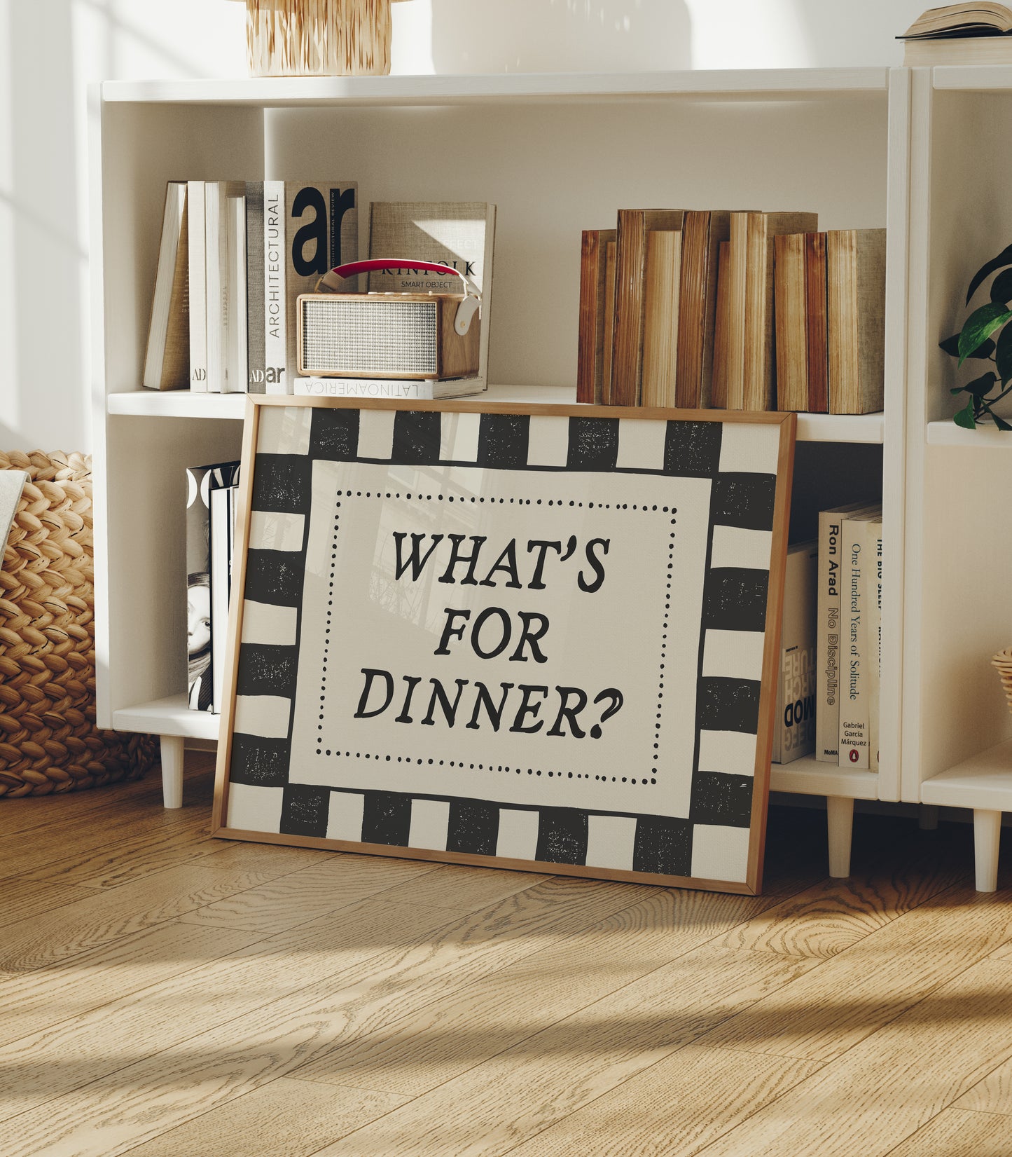 What's For Dinner Black & White Checkered Print -  Digital Print ( Horizontal )